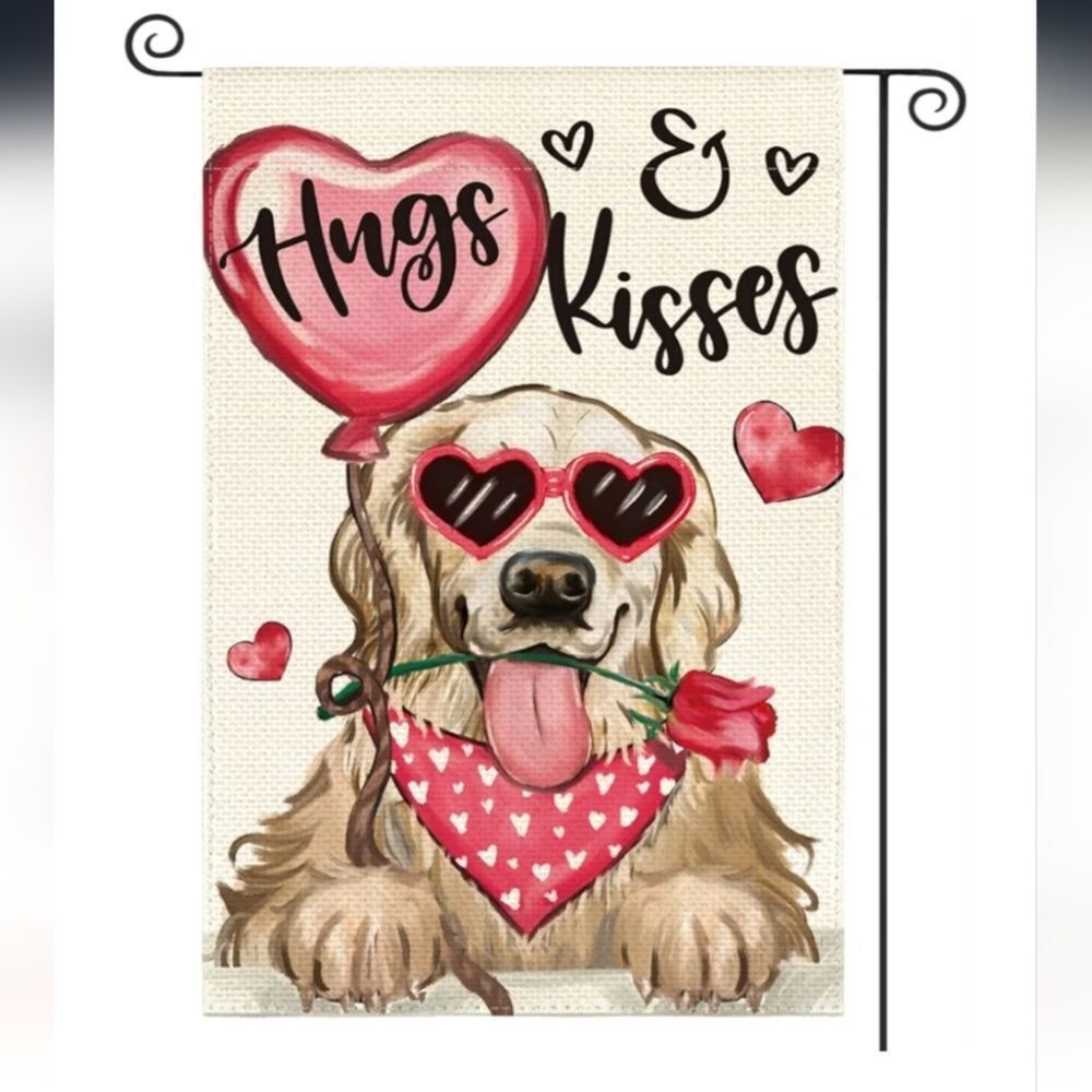 Hugs & Kisses Dog Garden Flag